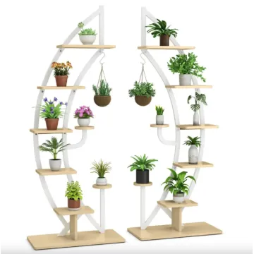 Стеллаж для цветов Costway Ruta комплект 2 штуки в форме полумесяца белый