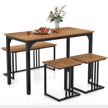 Комплект Costway Decima обідній стіл зі стільцями в стилі Loft натуральний