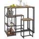 Image 2 for Комплект меблів Costway Brooklyn Counter 3-in-1 барний стіл із полицями та 2 стільцями лофт коричневий