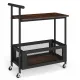Image 1 for Сервировочный столик-тележка Costway BarCart Roll на колесах 2-ярусный коричневый