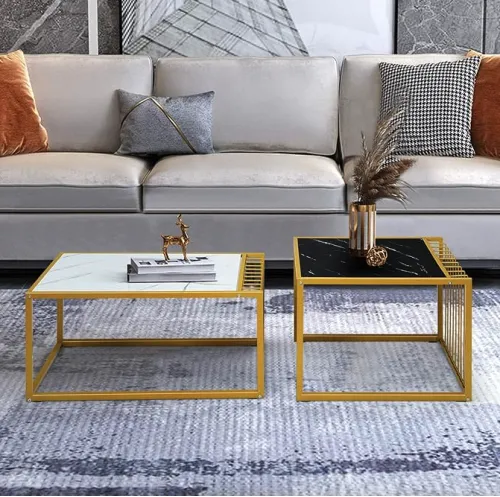Комплект журнальных столов Costway Scorpion из искусственного мрамора