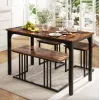 Комплект Costway Decima обеденный стол со стульями в стиле Loft коричневый