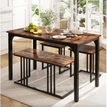 Комплект Costway Decima обеденный стол со стульями в стиле Loft коричневый