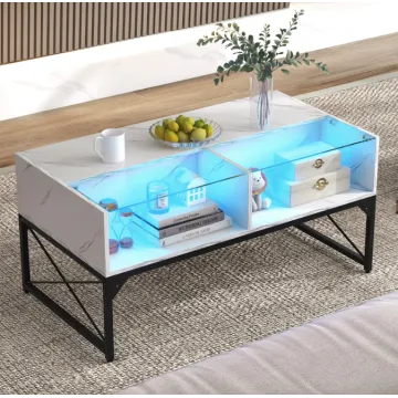 Журнальный стол Costway Moderne с подсветкой мраморный