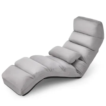 Кресло-шезлонг раскладное Costway Lazy Couch Recliner с подушкой серый
