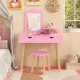 Image 3 for Дитячий туалетний столик Costway Drawers з 2 шухлядами та стільцем рожевий