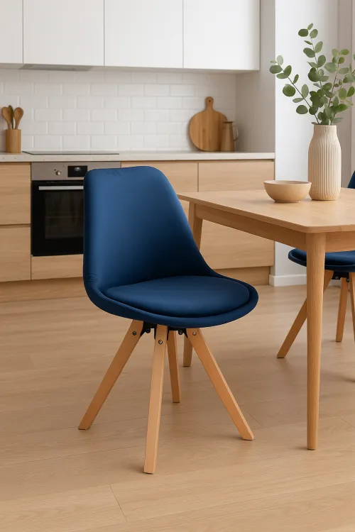Стул Saida Jumi в скандинавском стиле с деревянными ножками синий