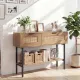 Image 2 for Стол-консоль Costway Stockholm Rattan с полкой в прихожую лофт натуральный