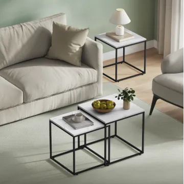 Комплект журнальних столиків Leobert Nika квадратні мармур