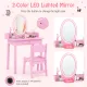 Image 6 for Детский туалетный столик Costway Princess Glow со стулом и розовой LED подсветкой.