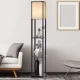 Image 9 for Стеллаж-торшер Costway Lumina Classic Shade 160 с тканевым абажуром на 3 полки лофт, черный