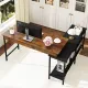 Image 7 for Угловой компьютерный стол Costway LoftCorner лофт с полками рустик коричневый