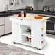 Image 4 for Кухонный остров Costway Multi-Storage Kitchen на колесах с раскладной столешницей белый