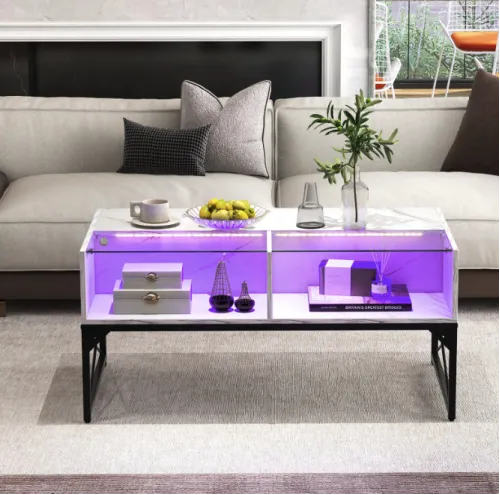 Журнальний стіл Costway Moderne з підсвіткою мармуровий