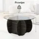 Image 5 for Журнальный столик Costway Clover Base 89см круглый стеклянный с нишей, темный дуб