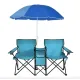 Комплект раскладных стульев Costway Parma с зонтом бирюзовый