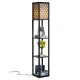 Image 4 for Стелаж-торшер Costway Lumina Solo Lattice 160 з декоративними абажурами на 3 полиці лофт, чорний
