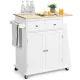 Image 10 for Кухонный остров Costway Rubberwood Kitchen на колесах со шкафчиком и полками белый
