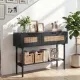 Image 2 for Стол-консоль Costway Stockholm Rattan с полкой в прихожую лофт черный