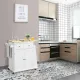 Image 5 for Кухонный остров Costway Rubberwood Kitchen на колесах со шкафчиком и полками белый