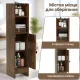 Image 8 for Пенал-шафа для ванни Costway SlimBath Cabinet підлогова з полицями та дверцятами коричневий