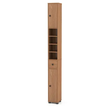 Шкаф-пенал для ванной Costway Slim Tower узкий с ящиком натуральный