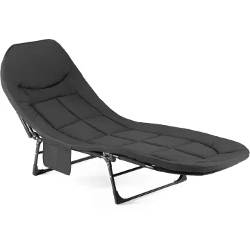 Шезлонг-кровать туристический Outtec Sun Zen раскладной мягкий с матрасом черный