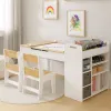 Детский набор Costway Fantastik 3 в 1: стол, 2 стулья, мольберт натуральный