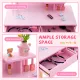 Image 7 for Дитячий туалетний столик Costway Drawers з 2 шухлядами та стільцем рожевий