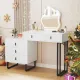 Image 5 for Туалетный столик Costway Vanity с LED подсветкой и 5 ящиками, белый