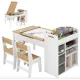 Image 2 for Дитячий набір Costway Fantastik 3 в 1: стіл, 2 стільці, мольберт натуральний