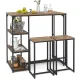 Image 5 for Комплект меблів Costway Brooklyn Counter 3-in-1 барний стіл із полицями та 2 стільцями лофт коричневий