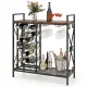 Image 2 for Винна шафа-консоль Costway Vintage Wine Table підлогова з дерев'яною стільницею та полицями лофт, коричневий
