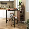 Барный стол со стульями Costway Bistro с держателем винных бокалов темно-коричневый