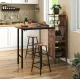Барный стол со стульями Costway Bistro с держателем винных бокалов темно-коричневый