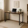 Письменный стол Costway Homart со стальным каркасом коричневый