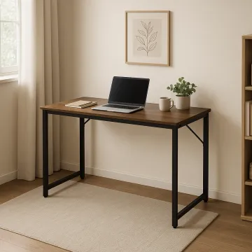 Письмовий стіл Costway Homart із сталевим каркасом коричневий