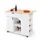 Image 1 for Кухонный остров Costway Multi-Storage Kitchen на колесах с раскладной столешницей белый