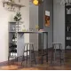 Image 4 for Барный стол со стульями Costway Bistro с держателем винных бокалов серый