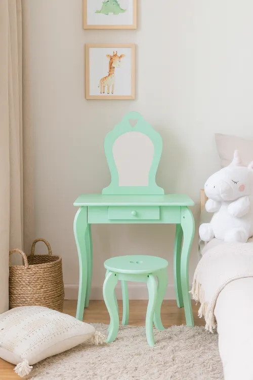 Дитячий туалетний столик Chomik ELSA з дзеркалом + стілець бірюзовий