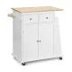 Image 1 for Кухонный остров Costway Rubberwood Kitchen на колесах со шкафчиком и полками белый