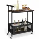 Image 5 for Сервировочный столик-тележка Costway BarCart Roll на колесах 2-ярусный коричневый