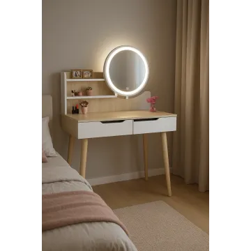 Туалетний столик Jumi Scandi LED підсвітка, з шухлядами, світлий бук