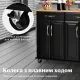 Image 6 for Кухонный остров Costway Chef Kitchen 2D на двойной колесах с деревянной столешницей черный