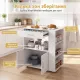 Image 4 for Кухонный остров Costway Microwave на колесах со шкафчиком и ящиком белый