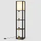 Image 1 for Стелаж-торшер Costway Lumina Duo-Light Pro з комбінованою LED підсвіткою та абажуром на 3 полиці лофт, чорний