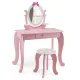 Дитячий туалетний столик Costway Princess з 1 шухлядою та стільцем рожевий