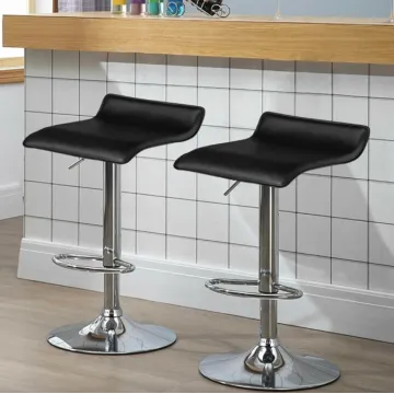 Комплект барних стільців Costway Forse екошкіра з підставкою для ніг чорний