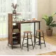 Image 4 for Барный стол со стульями Costway Bistro с держателем винных бокалов темно-коричневый