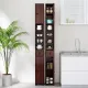 Image 3 for Шкаф-пенал в ванную Costway Slim Tower узкий с ящиком темно коричневый